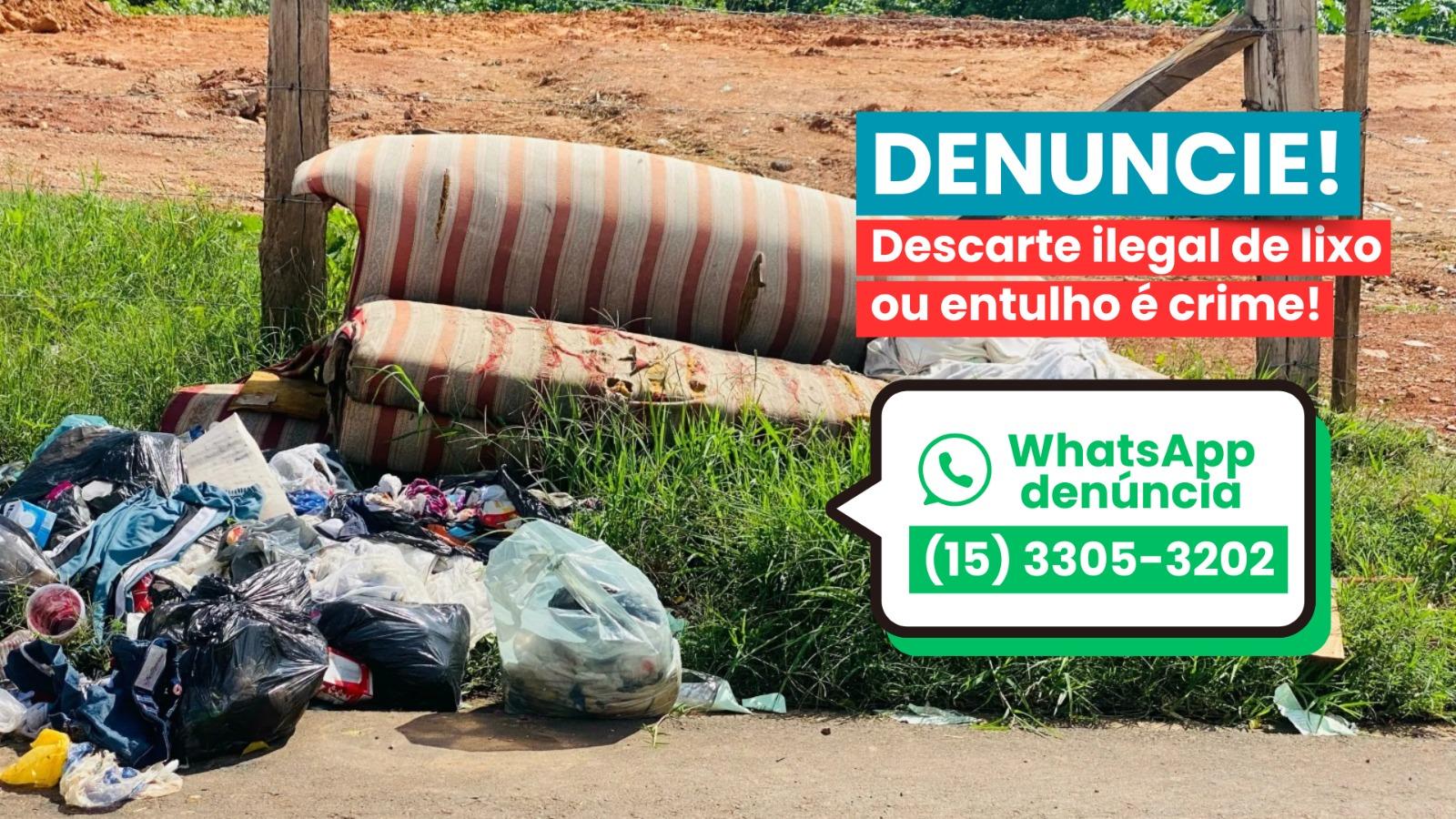 PREFEITURA LANÇA CANAL DE WHATSAPP PARA DENÚNCIAS DE DESCARTE IRREGULAR DE LIXO